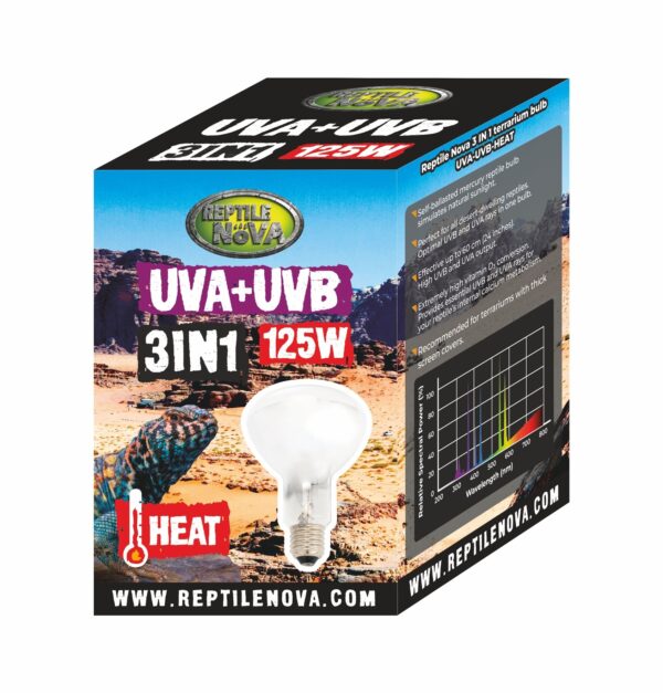 Żarówka 3w1 UVA-UVB Reptile Nova 125W - obrazek 2