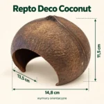 Repto Deco Coconut – wymiary kryjówki kokos do terrarium 13,5 × 14,8 × 11,5 cm