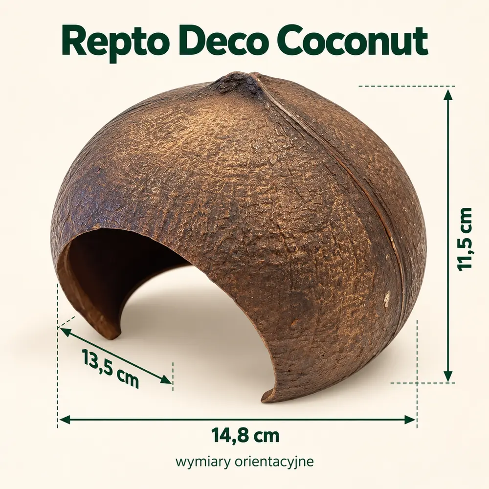 Repto Deco Coconut – kryjówka do terrarium, wymiary 13,5x14,8x11,5 cm
